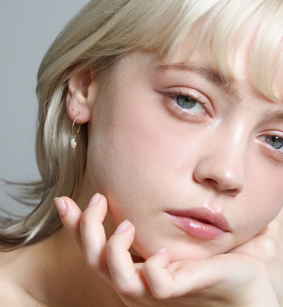  「オパール スナップ フープ ピアス  | K10YG」|ピアス|