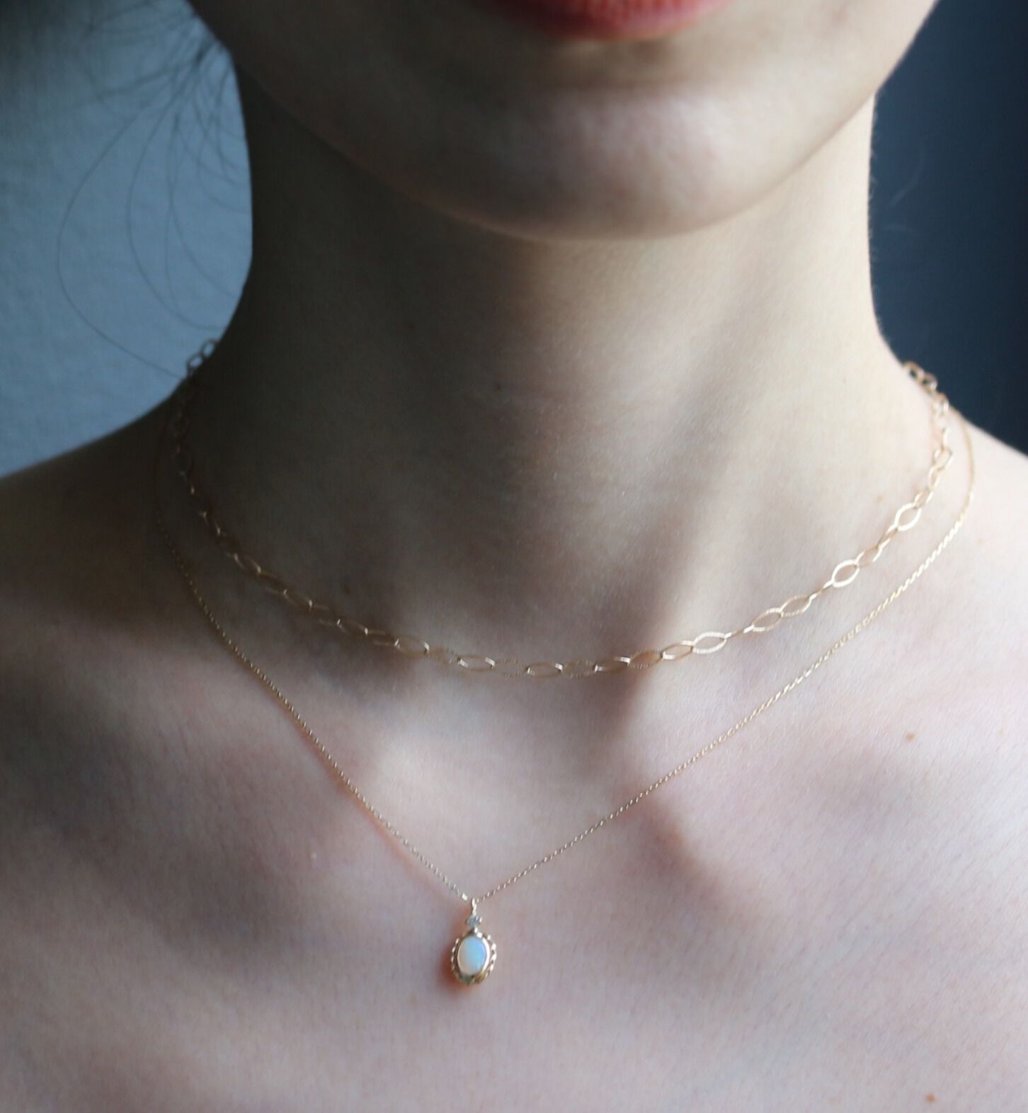  「ダイヤモンド / オパール ネックレス | K10YG」|ネックレス|