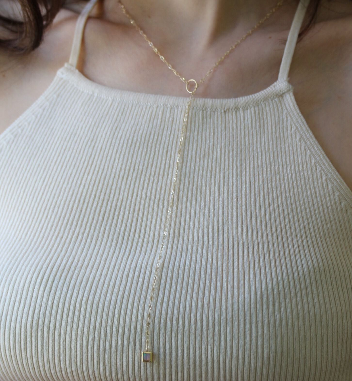  「オパール スクエア ネックレス | K10YG」|ネックレス|