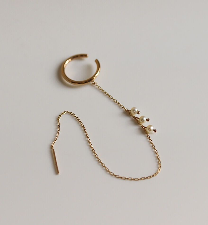  「パール イヤーカフ ピアス | K10YG 【片耳用】」|イヤーカフ|