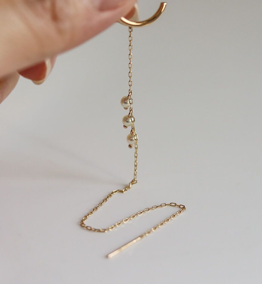  「パール イヤーカフ ピアス | K10YG 【片耳用】」|イヤーカフ|