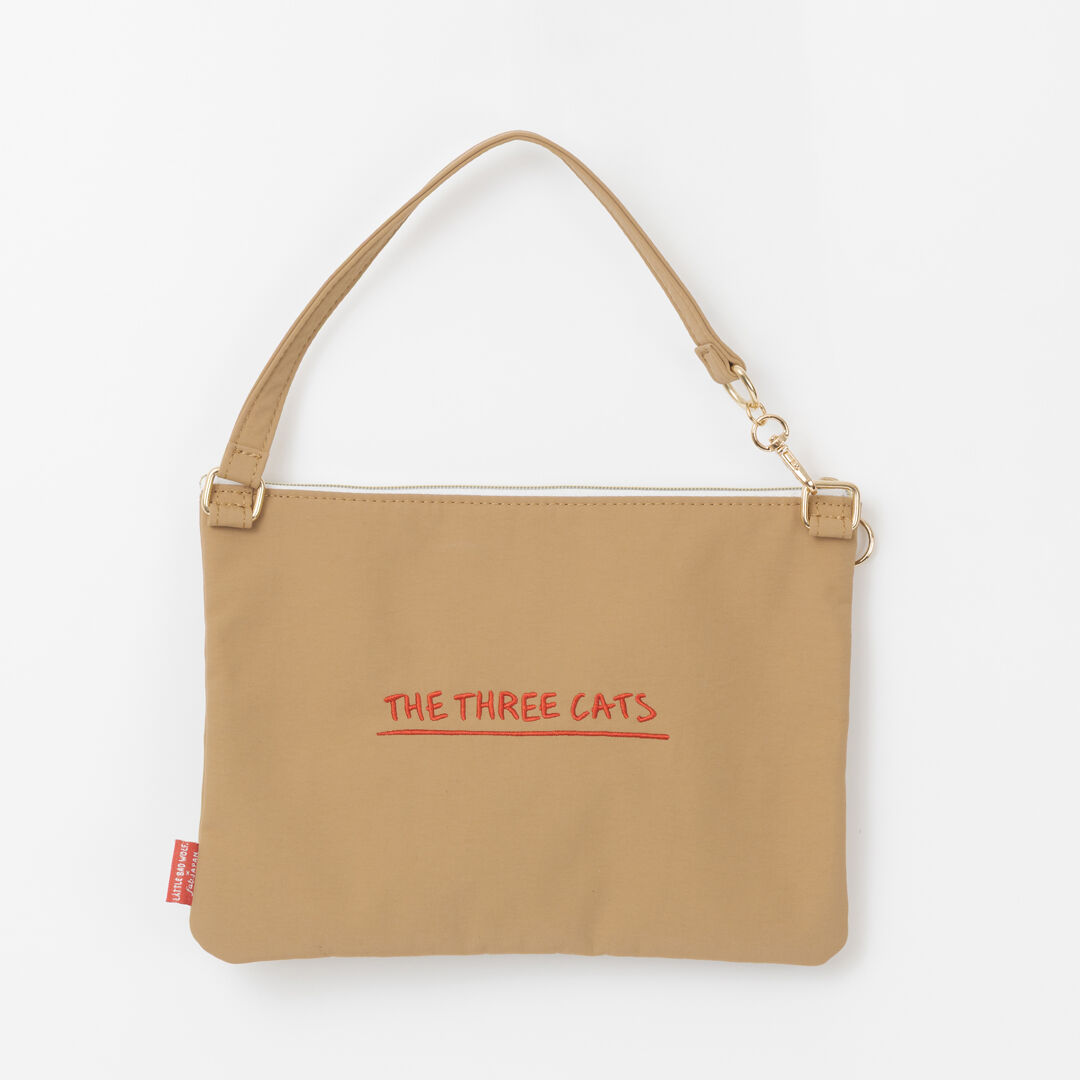  「THE THREE CATS 刺繍フラットポーチ」|ポーチ|