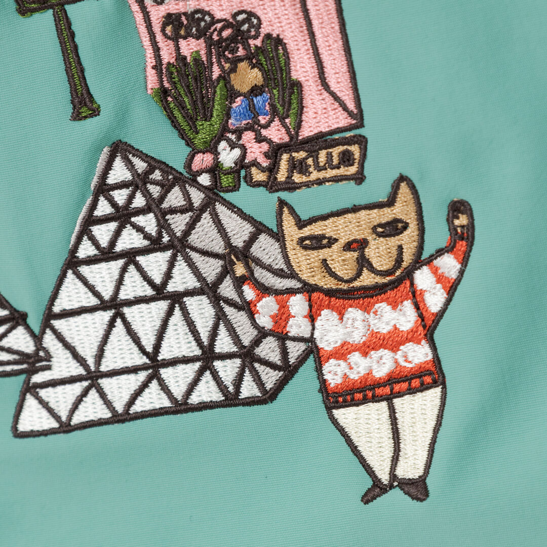  「THE THREE CATS 刺繍フラットポーチ」|ポーチ|