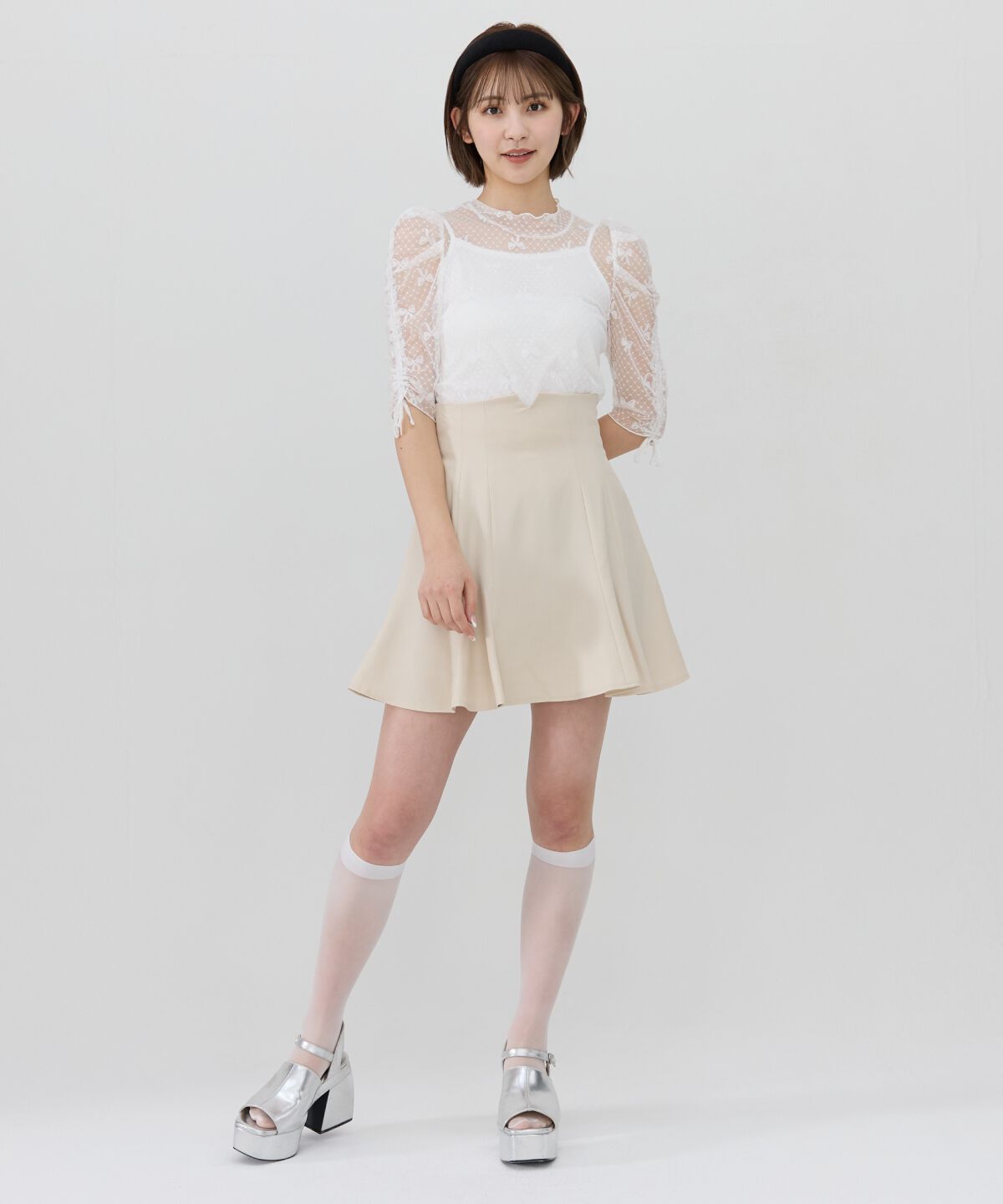 REDYAZEL「ミニリボン柄シアートップス」|Tシャツ・カットソー|