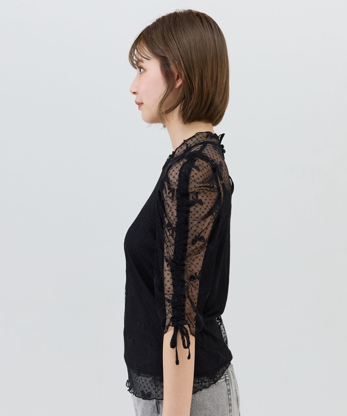 REDYAZEL「ミニリボン柄シアートップス」|Tシャツ・カットソー|