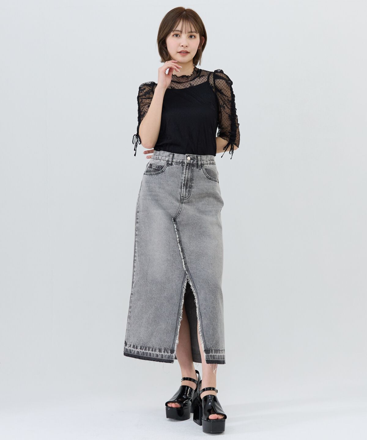 REDYAZEL「ミニリボン柄シアートップス」|Tシャツ・カットソー|