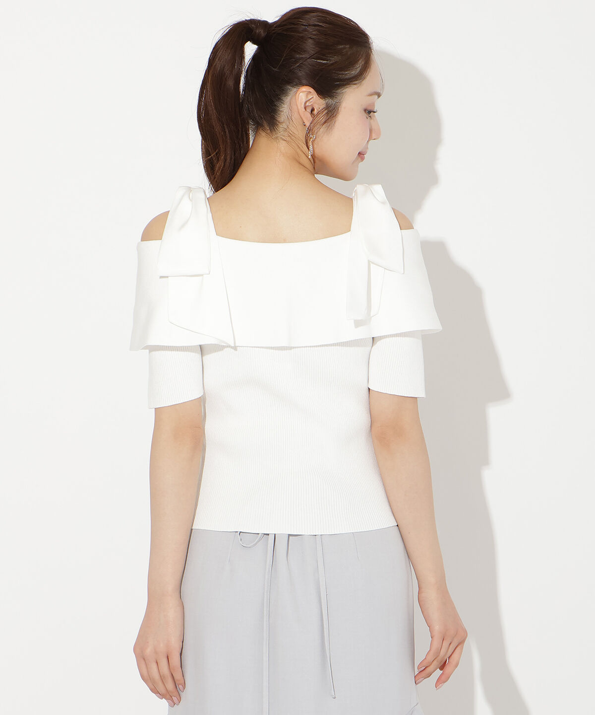 WILLSELECTION「リボンオフショルハーフスリーブニット」|ニット・セーター|
