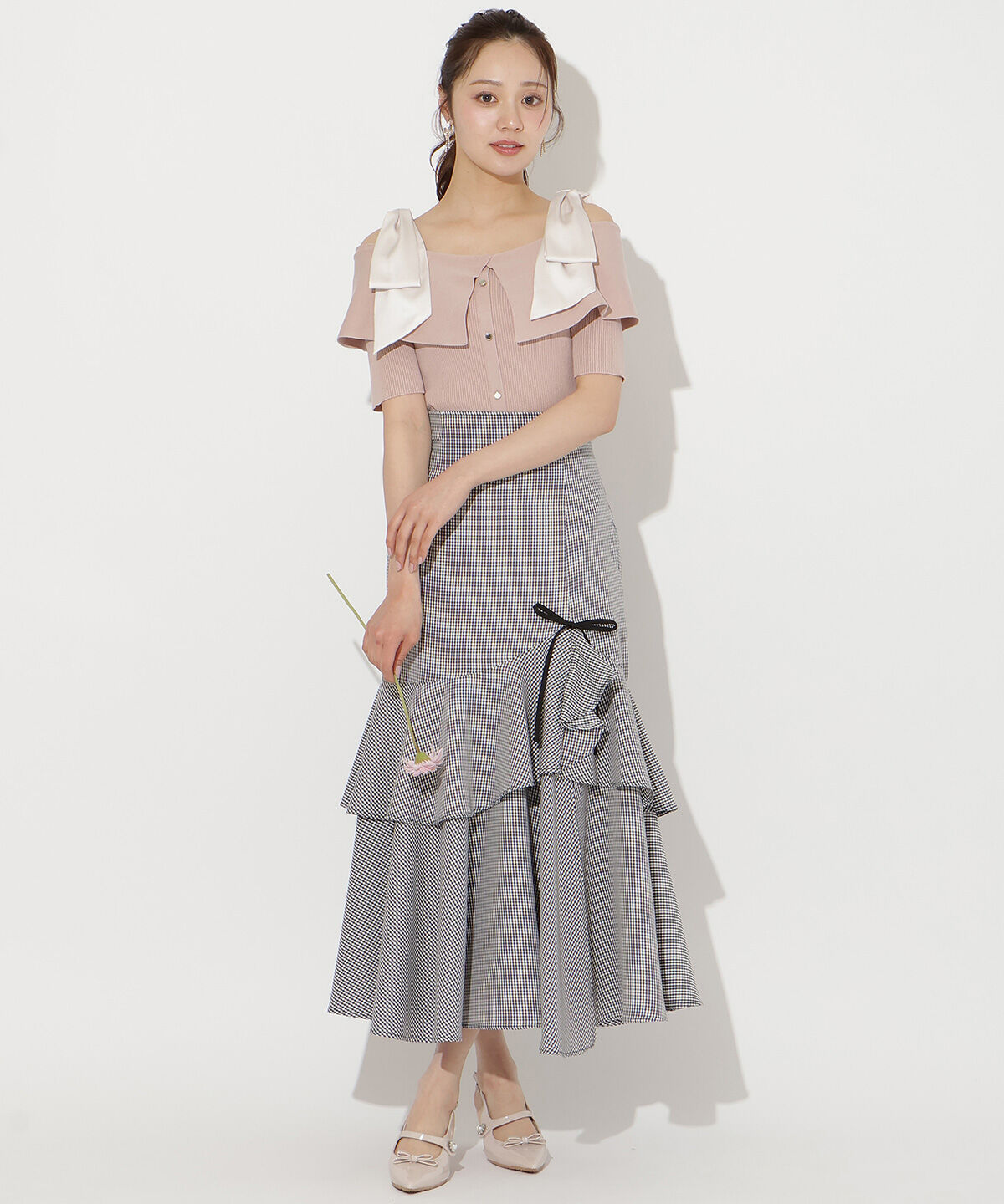 WILLSELECTION「リボンオフショルハーフスリーブニット」|ニット・セーター|