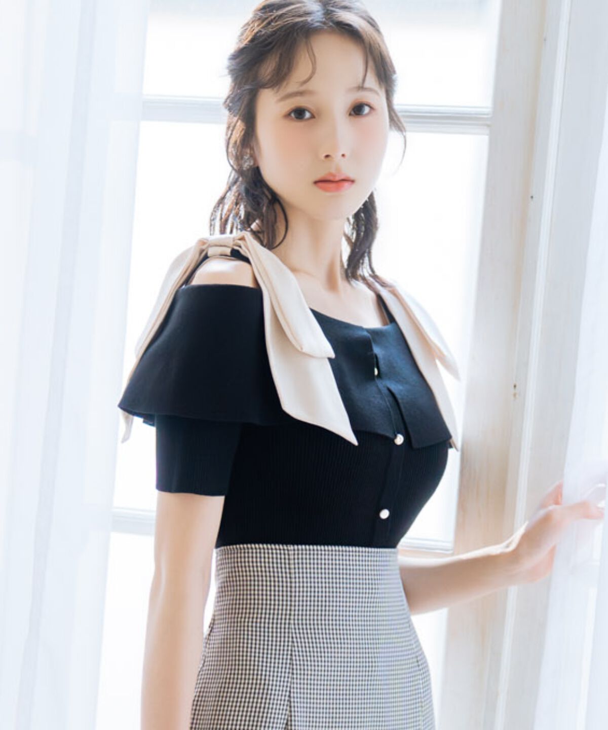 WILLSELECTION「リボンオフショルハーフスリーブニット」|ニット・セーター|