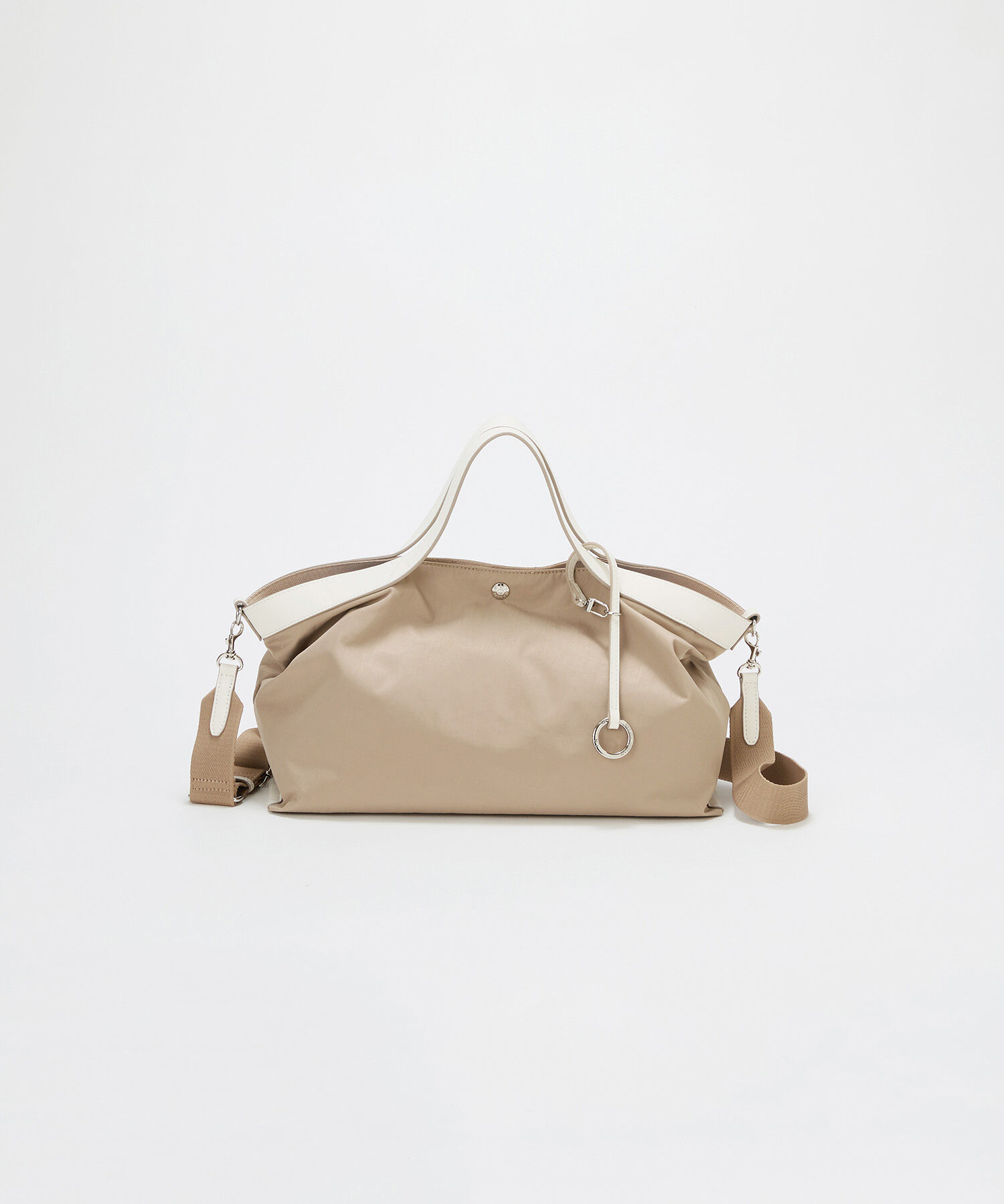 TOPKAPI BREATH「【Breath TOPKAPI】MORPH モーフ リンクルナイロン 2way ワイド トートバッグ チャーム付き　軽量」|トートバッグ|ベージュ