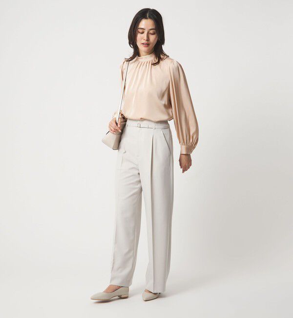 UNITED ARROWS green label relaxing「サテン スタンドネック ギャザー ブラウス」|シャツ・ブラウス|