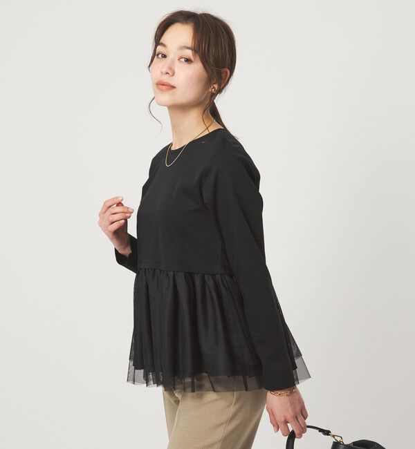 UNITED ARROWS green label relaxing「ティアード ペプラム プルオーバー カットソー」|Tシャツ・カットソー|BLACK