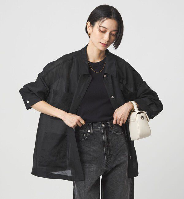 UNITED ARROWS green label relaxing「シアー 4ポケット ビッグ シャツ」|シャツ・ブラウス|BLACK