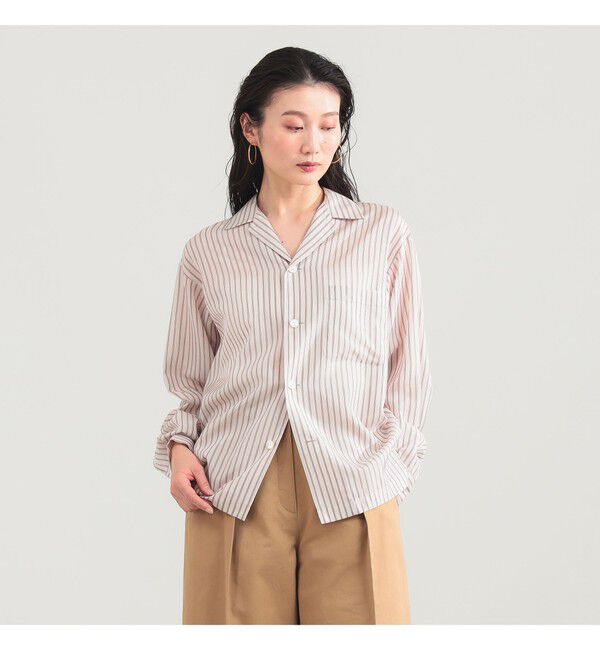 Demi-Luxe BEAMS 「YLEVE / ストライプ パジャマ シャツ」|シャツ・ブラウス|RED_STRIPE