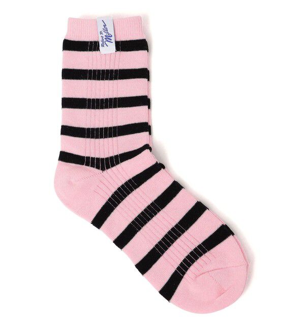 SHIPS any「Robert P.Miller: ボーダー リブ ソックス」|ソックス|ピンク系