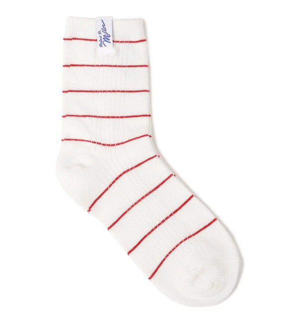 SHIPS any「Robert P.Miller: ボーダー リブ ソックス」|ソックス|ワインレッド