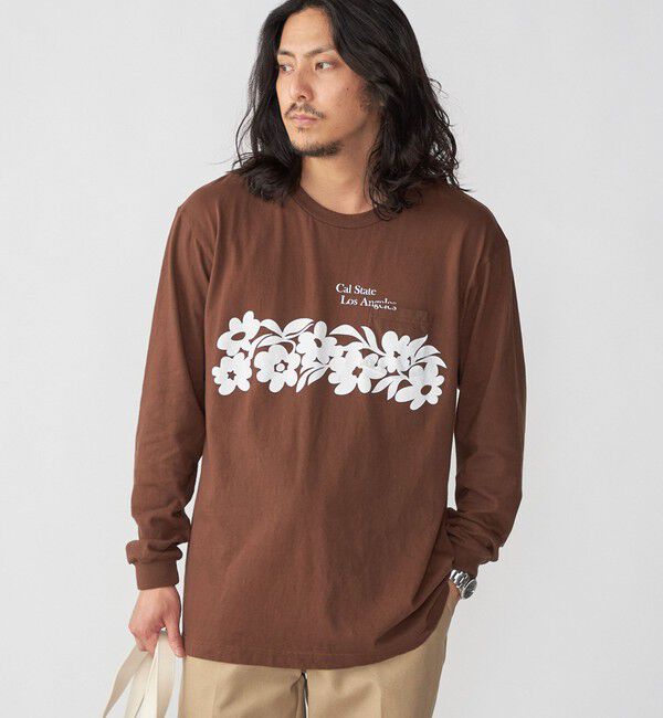 SHIPS「*【SHIPS別注】THE DAY ON THE BEACH: プリント ロングスリーブ Tシャツ」|Tシャツ・カットソー|