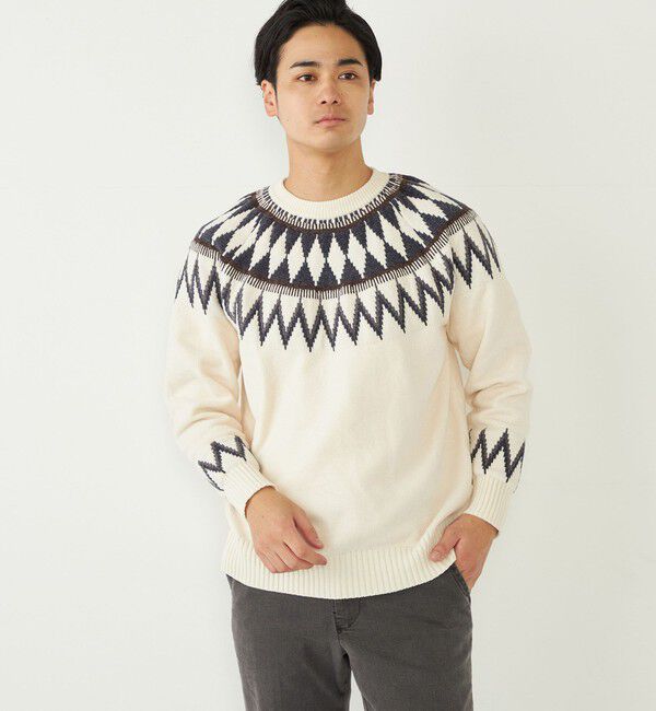 SHIPS Colors 「SHIPS Colors:〈手洗い可能〉ジャカード モール ニット」|ニット・セーター|