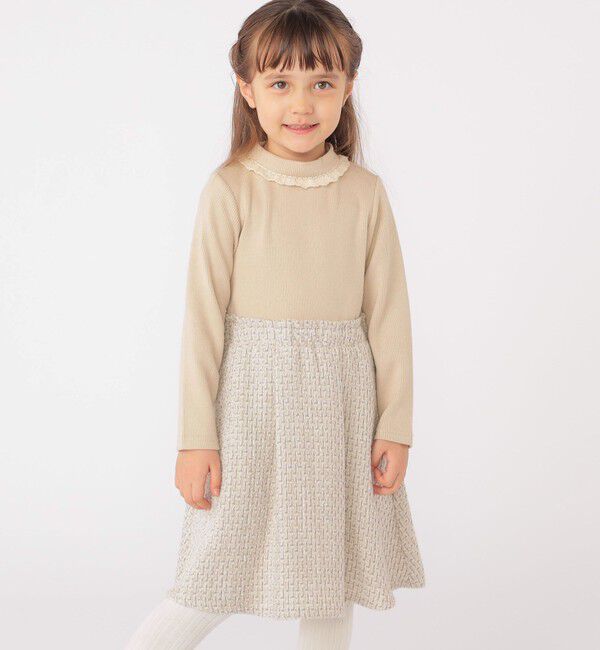 SHIPS KIDS「SHIPS KIDS:100～130cm / リブ&times;ファンシー ツイード ワンピース」|ワンピース|