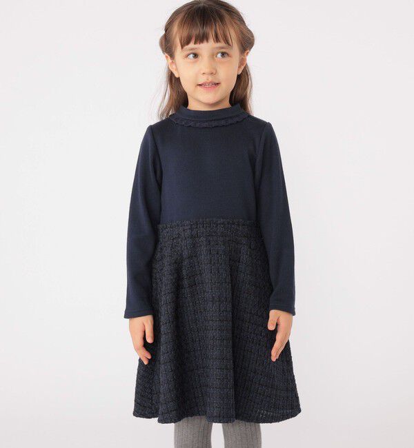 SHIPS KIDS「SHIPS KIDS:100～130cm / リブ&times;ファンシー ツイード ワンピース」|ワンピース|