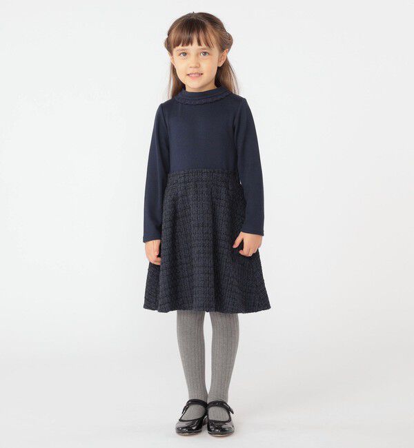 SHIPS KIDS「SHIPS KIDS:100～130cm / リブ&times;ファンシー ツイード ワンピース」|ワンピース|