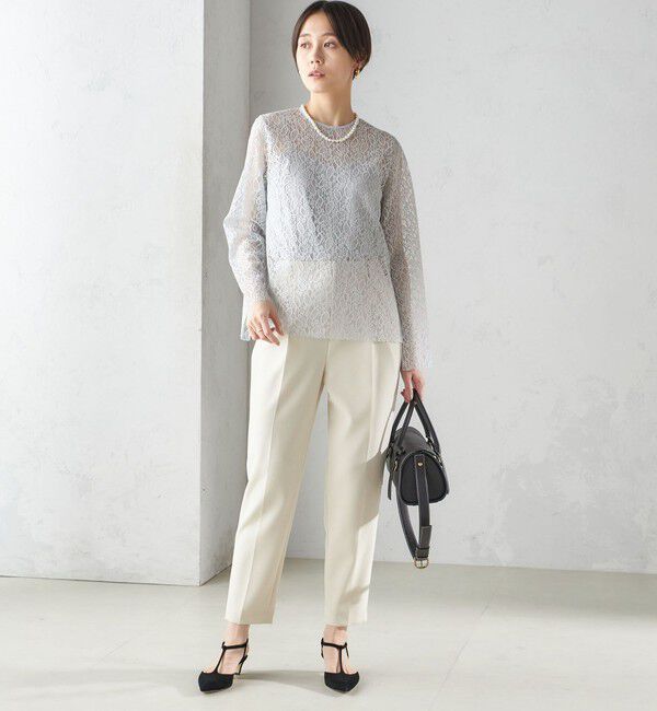 SHIPS for women「〈手洗い可能〉クルーネック レース ブラウス」|シャツ・ブラウス|