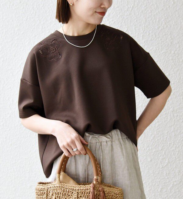 SHIPS any「《予約》SHIPS any:〈洗濯機可能〉エンブロイダリー ショートスリーブ プルオーバー」|Tシャツ・カットソー|