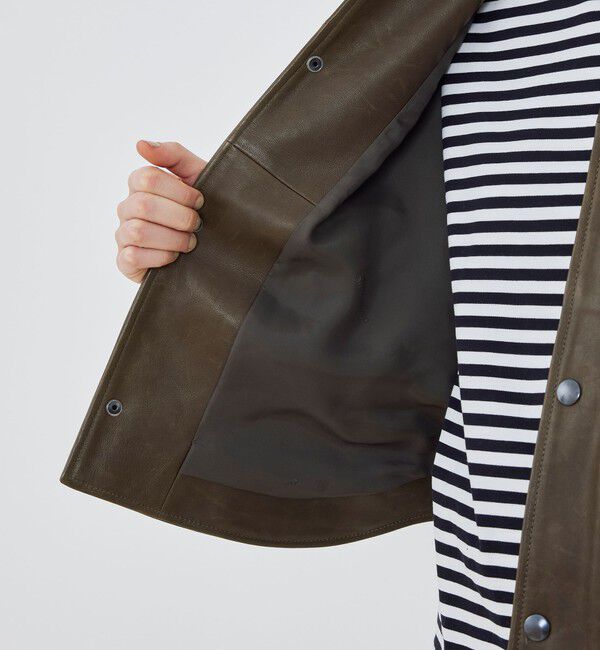 GALERIE VIE「ソフトグレインシープレザー ステンカラーブルゾン」|ブルゾン・スタジャン|