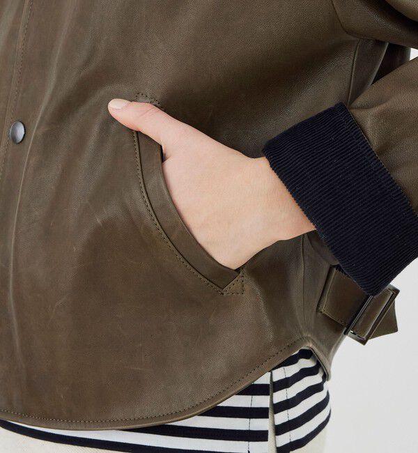 GALERIE VIE「ソフトグレインシープレザー ステンカラーブルゾン」|ブルゾン・スタジャン|