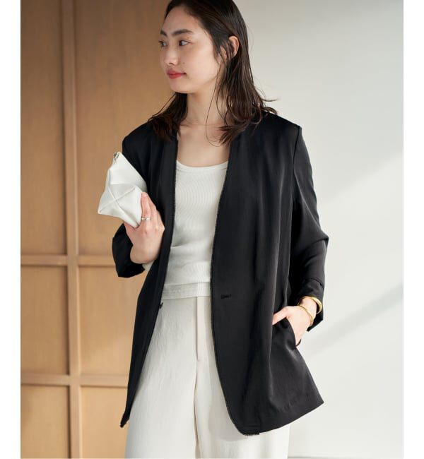 Plage「《予約》Light nocollar ジャケット」|ノーカラージャケット|