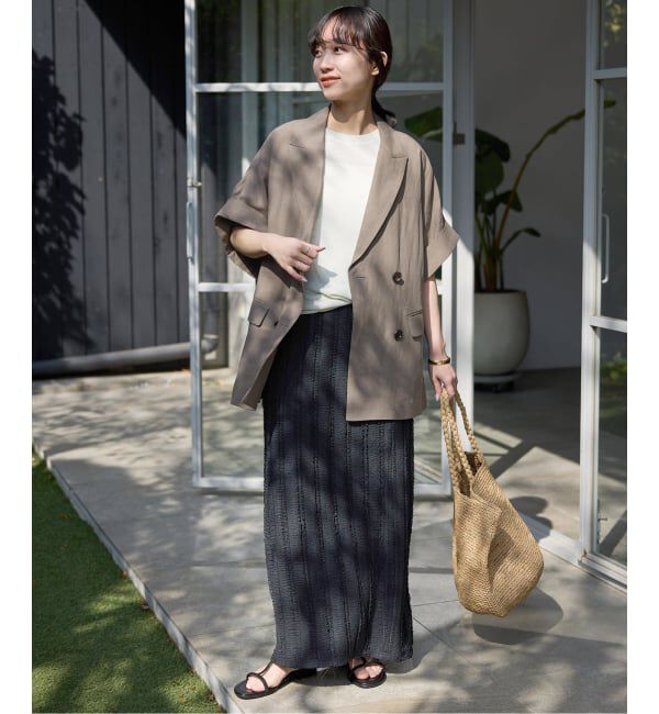 SLOBE IENA「《セットアップ対応可/予約》リネン混ハーフスリーブジャケット」|その他|