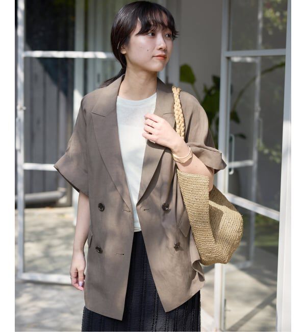 SLOBE IENA「《セットアップ対応可/予約》リネン混ハーフスリーブジャケット」|その他|