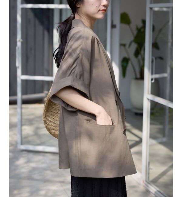 SLOBE IENA「《セットアップ対応可/予約》リネン混ハーフスリーブジャケット」|その他|