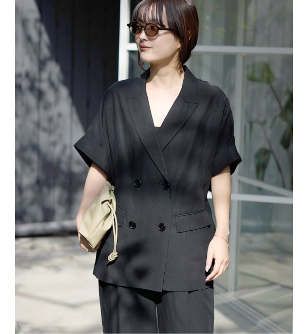 SLOBE IENA「《セットアップ対応可/予約》リネン混ハーフスリーブジャケット」|その他|