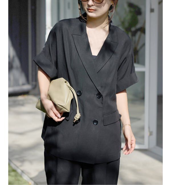 SLOBE IENA「《セットアップ対応可/予約》リネン混ハーフスリーブジャケット」|その他|