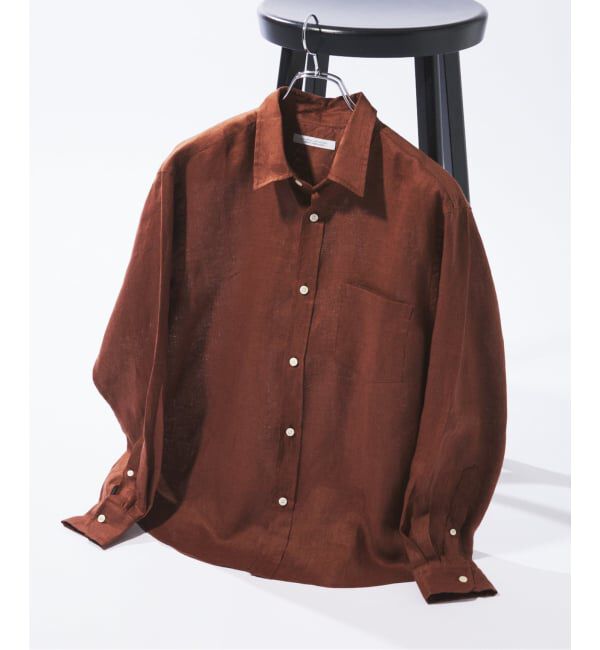 JOURNAL STANDARD「《予約》リネン レギュラー カラー 長袖 シャツ」|シャツ・ブラウス|ブラウン