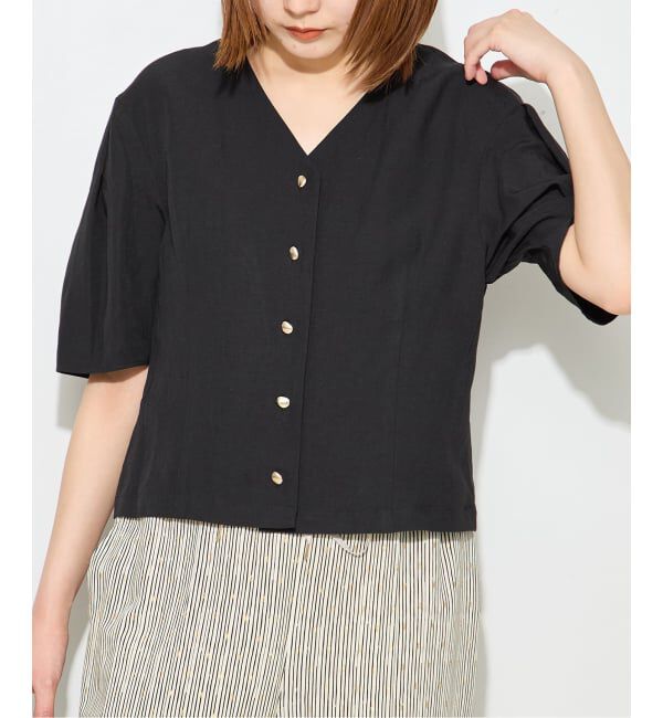 journal standard L'essage「《予約》VISリネンタックスリーブシャツ」|シャツ・ブラウス|ブラック
