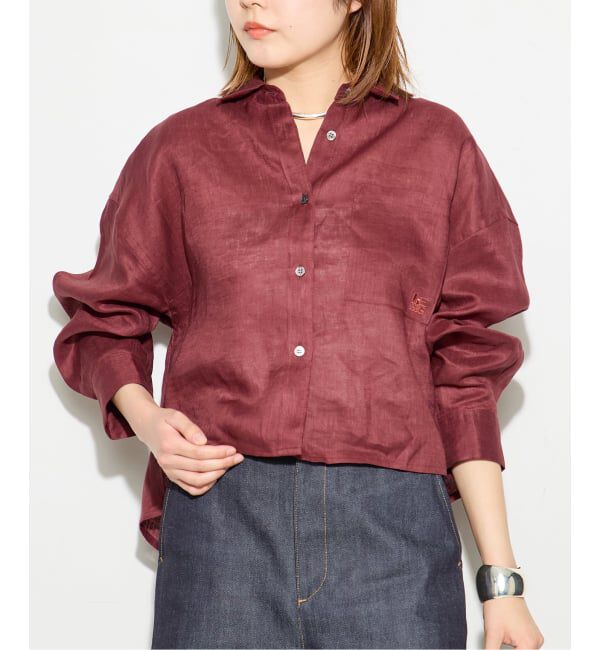 journal standard L'essage「《予約》ヨーロピアンフラックス刺しゅうショートシャツ 2」|シャツ・ブラウス|レッド B