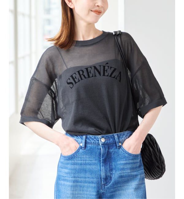 U by SPICK&SPAN「《予約》シアーロゴニットTEE」|ニット・セーター|グレー