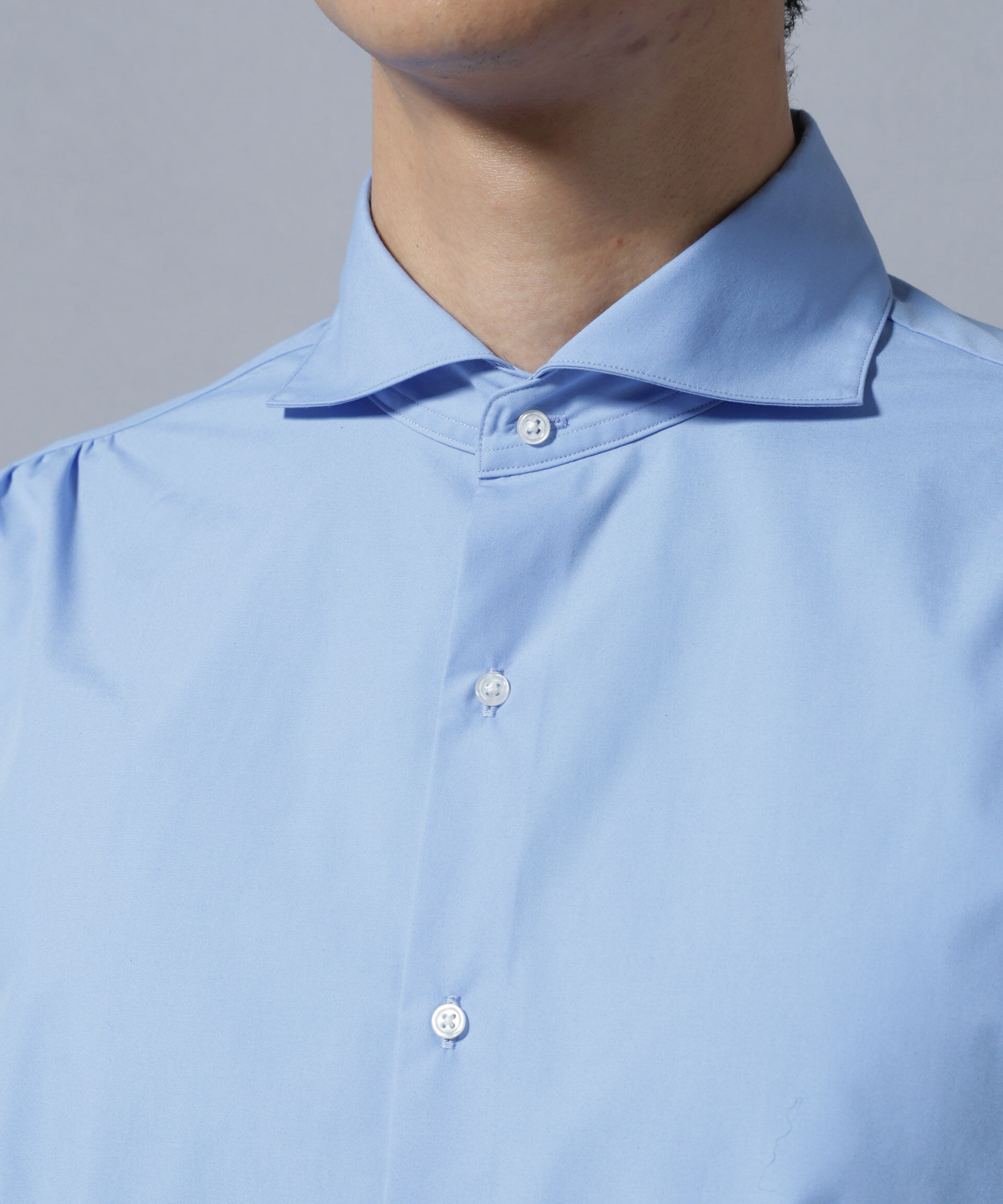 nano･universe「「N shirt」Anti Soaked(R)汗染み防止ホリゾンタルカラーシャツ長袖」|シャツ・ブラウス|