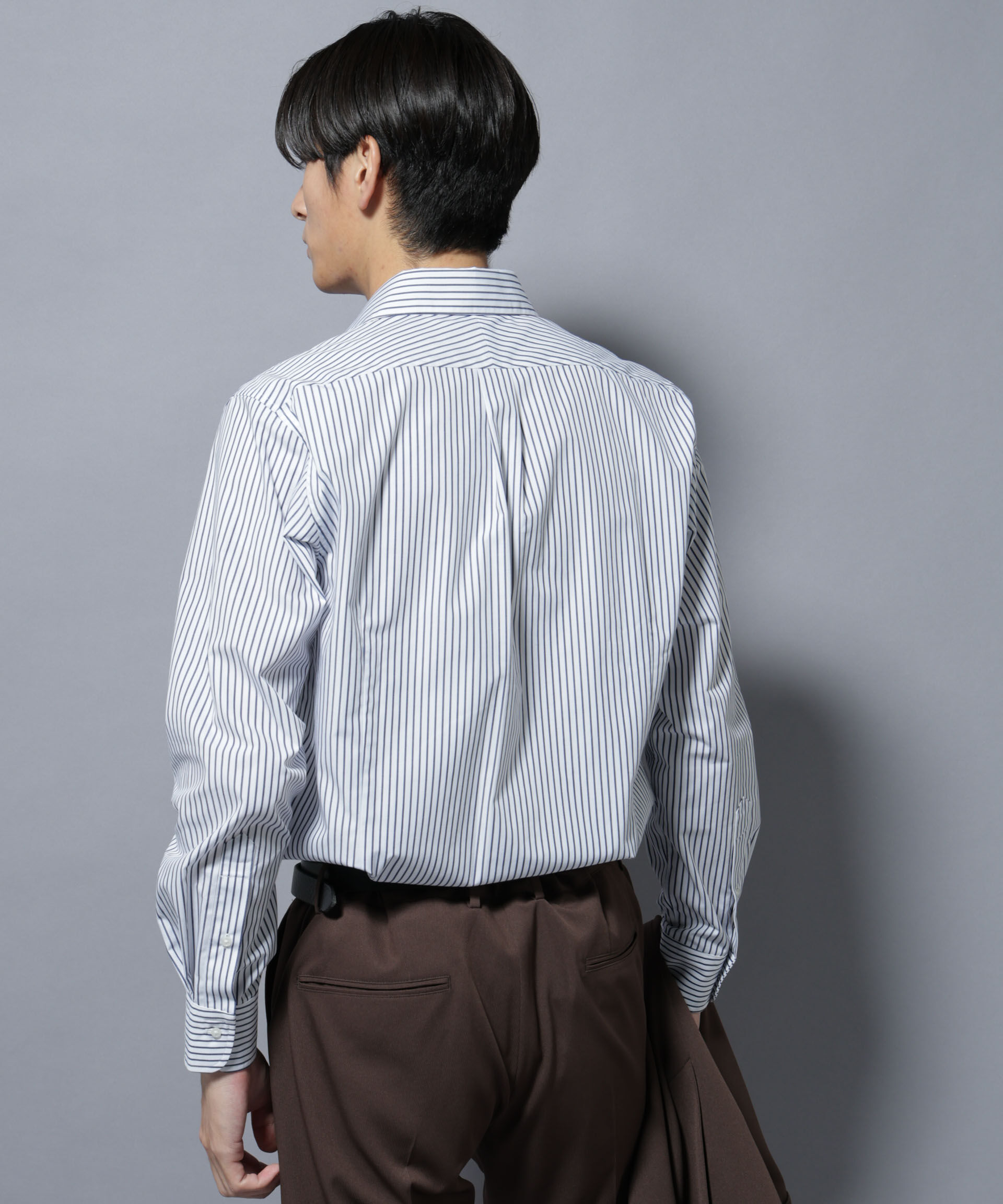 nano･universe「「N shirt」Anti Soaked(R)汗染み防止ホリゾンタルカラーシャツ長袖」|シャツ・ブラウス|