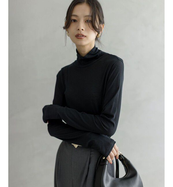 組曲「ハイツイストシアー インナータートル」|Tシャツ・カットソー|ブラック系