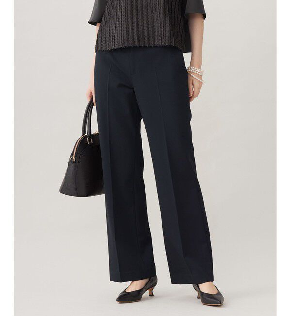 自由区「【WEB限定カラーあり・撥水加工・洗える】TRギャバストレート パンツ」|その他|ネイビー