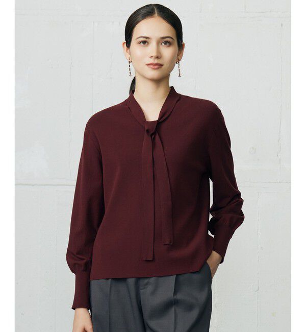 自由区「レーヨンストレッチブラウスライク ニット」|ニット・セーター|ボルドー