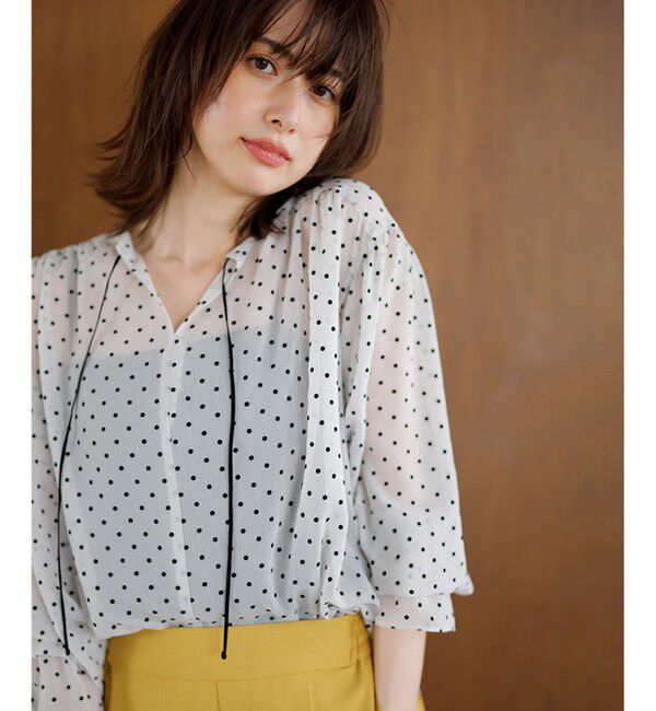 23区「【洗える】クレープドットフロッキー ブラウス」|シャツ・ブラウス|