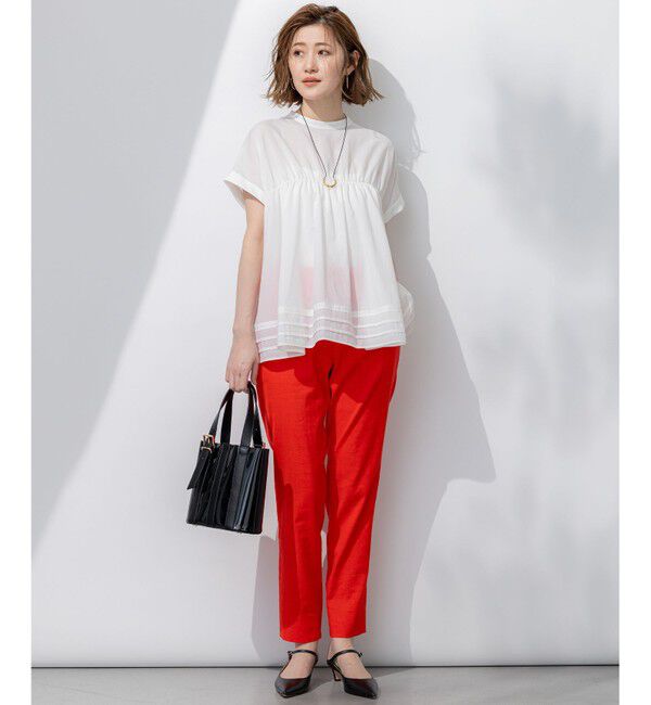 23区「【撥水加工/洗える】シアーナイロンツイル ギャザー ブラウス」|シャツ・ブラウス|