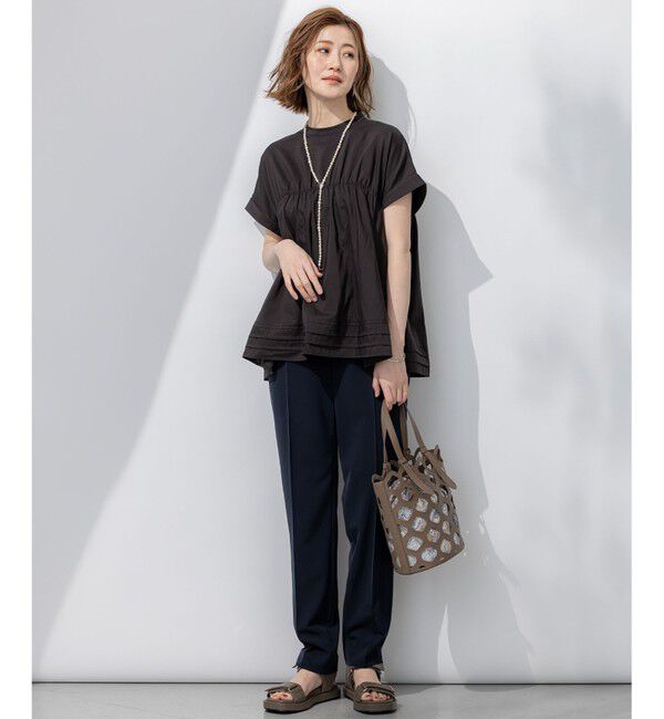 23区「【撥水加工/洗える】シアーナイロンツイル ギャザー ブラウス」|シャツ・ブラウス|