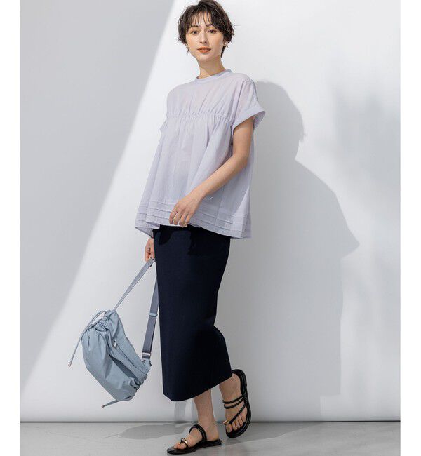 23区「【撥水加工/洗える】シアーナイロンツイル ギャザー ブラウス」|シャツ・ブラウス|