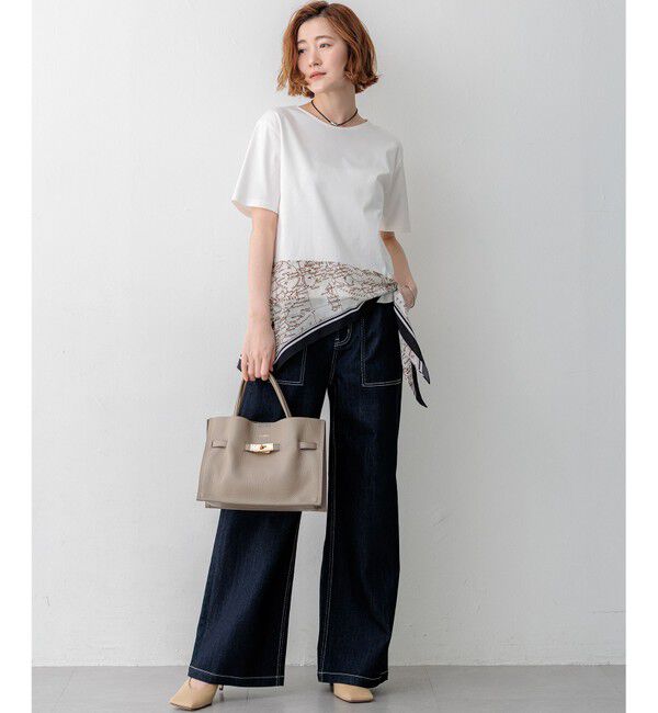 23区「スカーフコンビジャージー ウエストデザイン カットソー」|Tシャツ・カットソー|