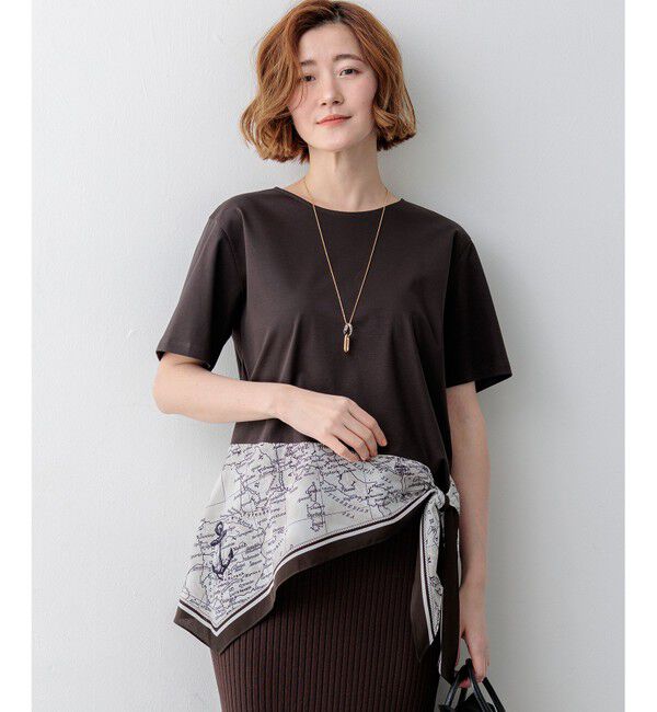 23区「スカーフコンビジャージー ウエストデザイン カットソー」|Tシャツ・カットソー|ﾌﾞﾗｳﾝ&times;ﾌ